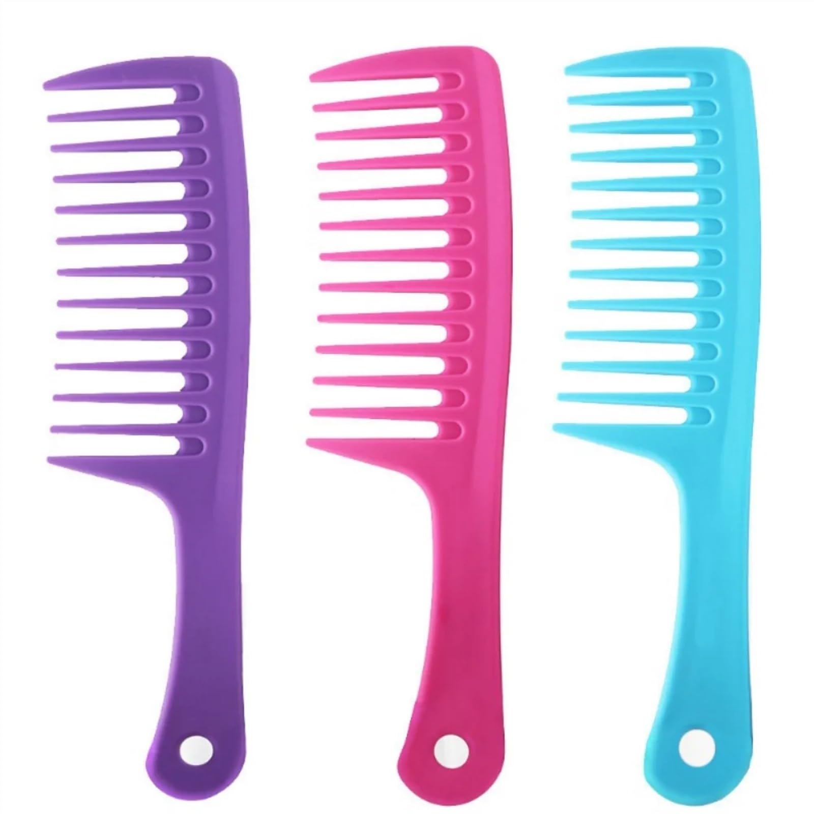 Gerader Griff, großer mittelgroßer Kamm mit breiten Zähnen, Friseurkamm for lockiges Haar, hitzebeständig (Size : PURPLE)