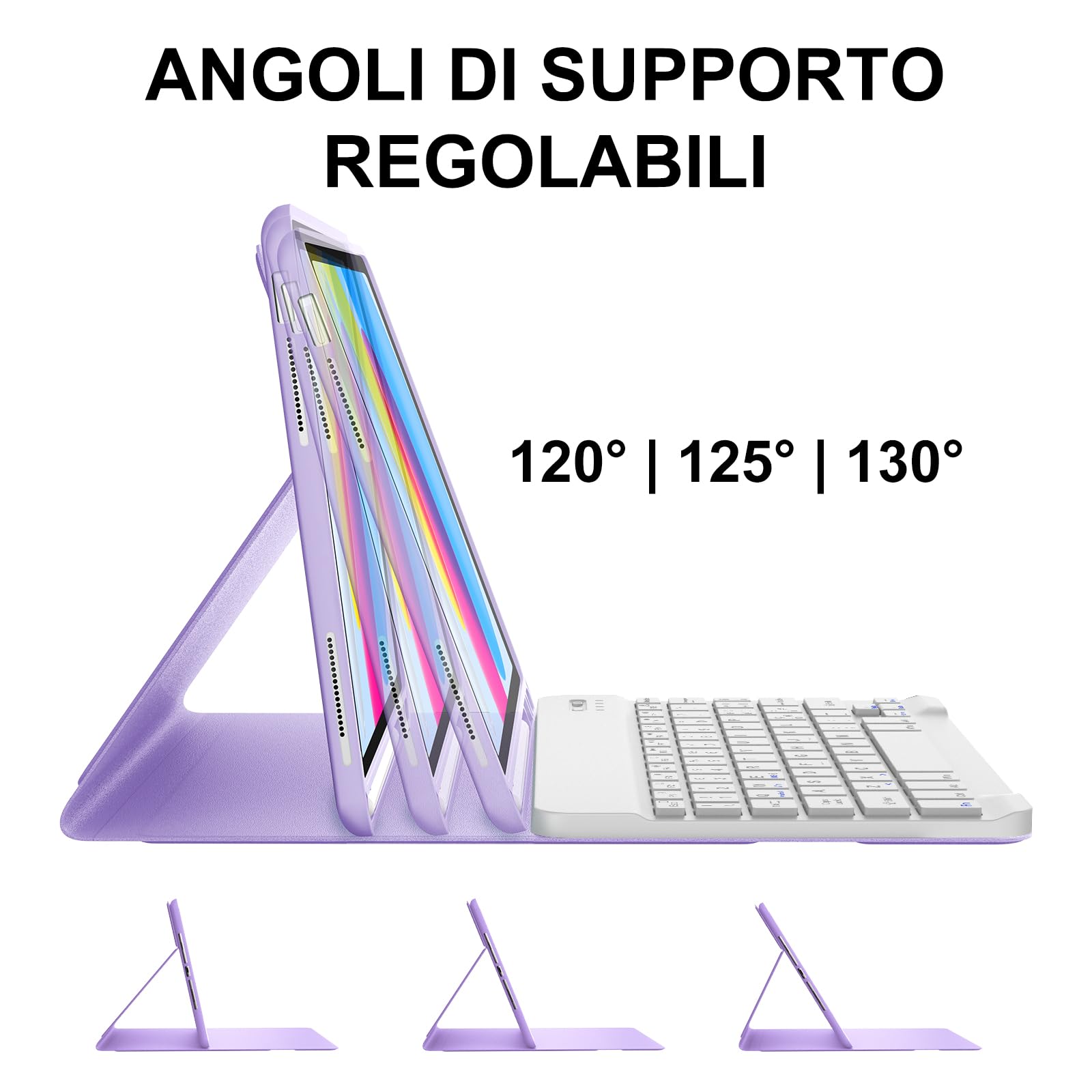 Custodia Con Tastiera Per IPad 10/11 Generazione - Bluetooth, Italiana QWERTY, Viola