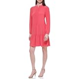 Women&apos;s Long Sleeve Button Front Tiered Jersey Mini Dress