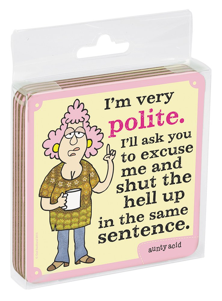 Tree-Free Greetings Aunty Acid Fast Lane, Sughero, Multicolore, 9,5 x 9,5 cm, Confezione da 4