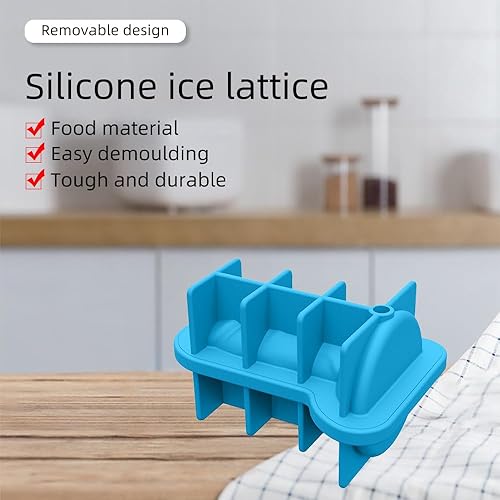 Miniatura 4 de Bandeja de silicona azul para cubitos de hielo para broma para enfriar hielo, cócteles de whisky, hacer bloques de hielo, divertidos cubos de café
