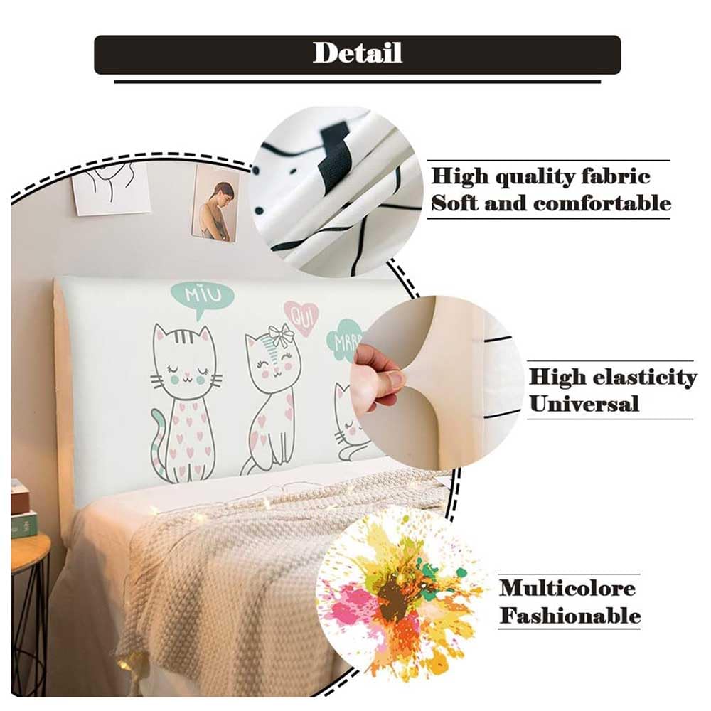 ABANO Checked Headboard Slipcover for Single Double King Size Bed, Dustproof Headboard Wrap, Stretch All-Inclusive Bed Head Protector Cover Modern Bedroom Decoration 1.2-2.2M