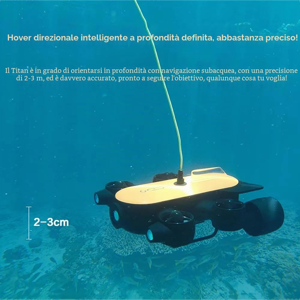 Drone Subacqueo 4k Uhd, Robot Subacqueo Telecomandato (Rov), LED Da 6000 Lumen, Velocità 2 M/S, Autonomia Della Batteria Di 4 Ore, Controller Bluetooth 150m