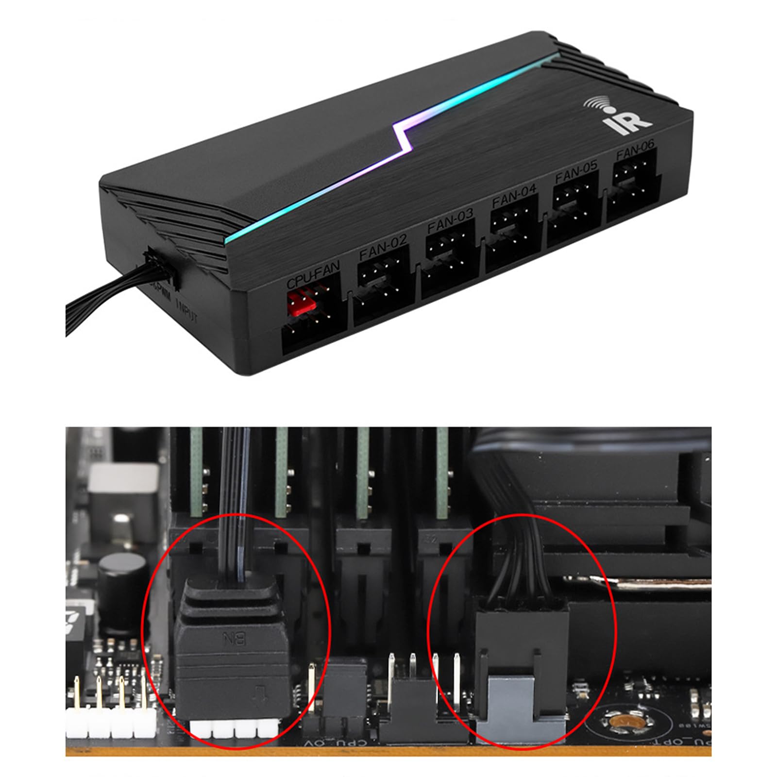 Channel 12 Port ARGB und PWMs Fan Hubs Controller mit Fernbedienungen für effizientes Kühlmanagement in Gaming ARGB und PWMS Cooling Fan Splitter