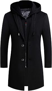 Mens Trench Coat Winter Wool Blend jacket Overcoat long Top Coat Warm Pea Coat