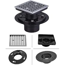 Uni-Green 4 1/2 Inch Square Shower Drain with Hair Carcher Fit 2" or 3" Pipe - Compatible with Kohler Drain System Shower Floor Drain Kit with ABS Flange - Polished Chrome Strainer for Bathroom