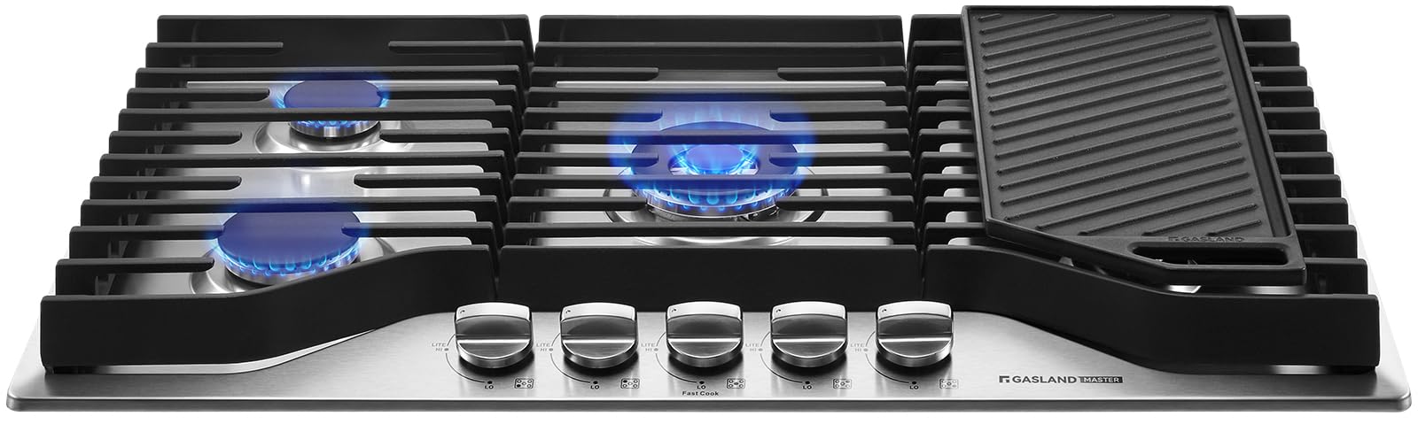 GASLAND Master 36 Inch Gas Cooktop with Griddle PRO GH3905SS1FC with 5 Burners,CSA certified, 120V Plug-in, NG/LPG Convertible