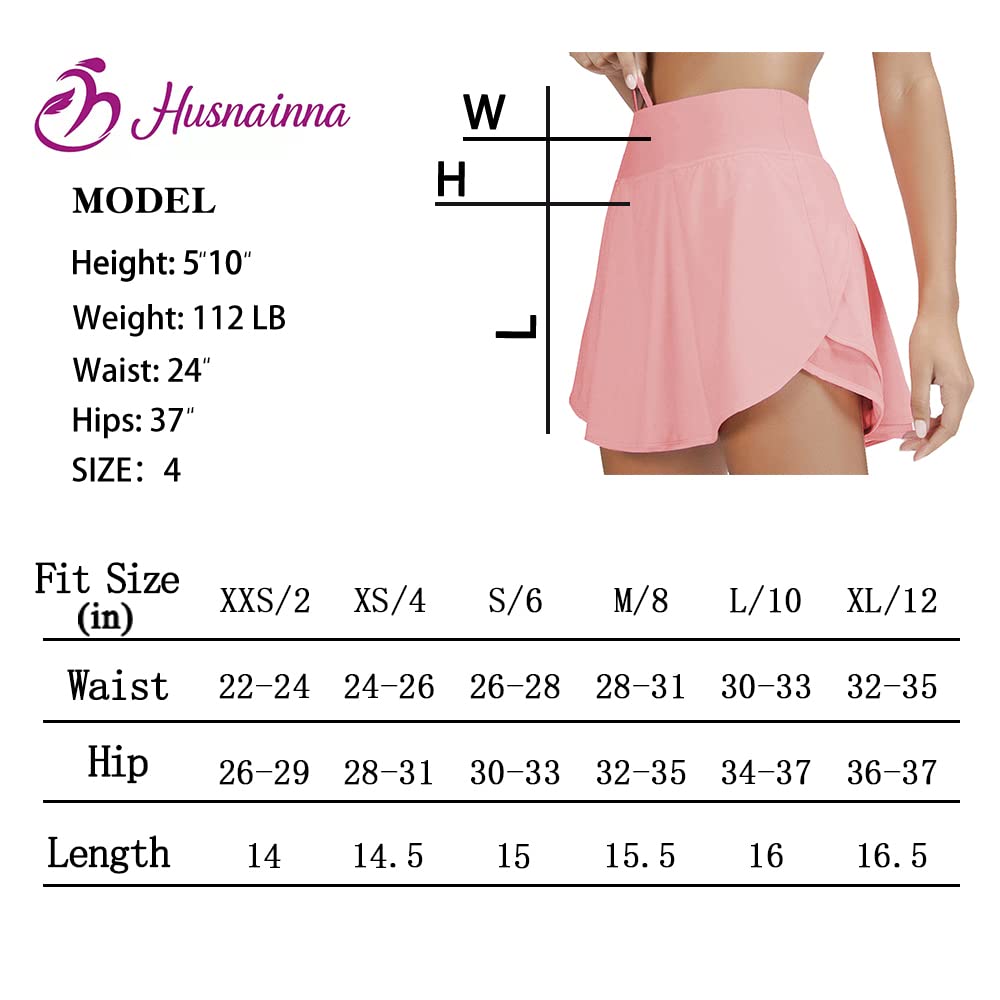 Jupe de tennis taille haute en maille pour femme avec poches, jupe de course fluide 2 en 1