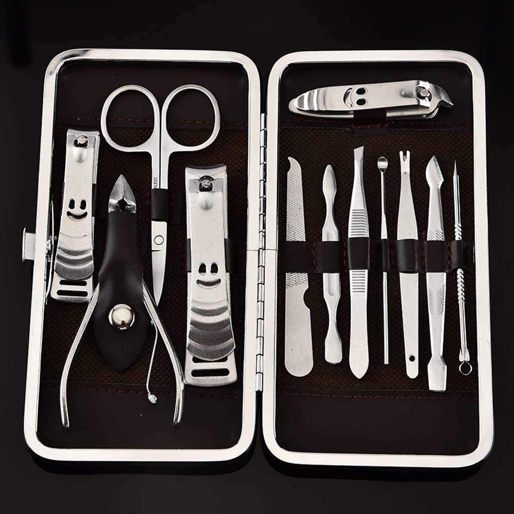 Nagelknipser-Set, 12-teilig, für die Schönheitspflege und Maniküre, tragbar, für Zuhause und unterwegs