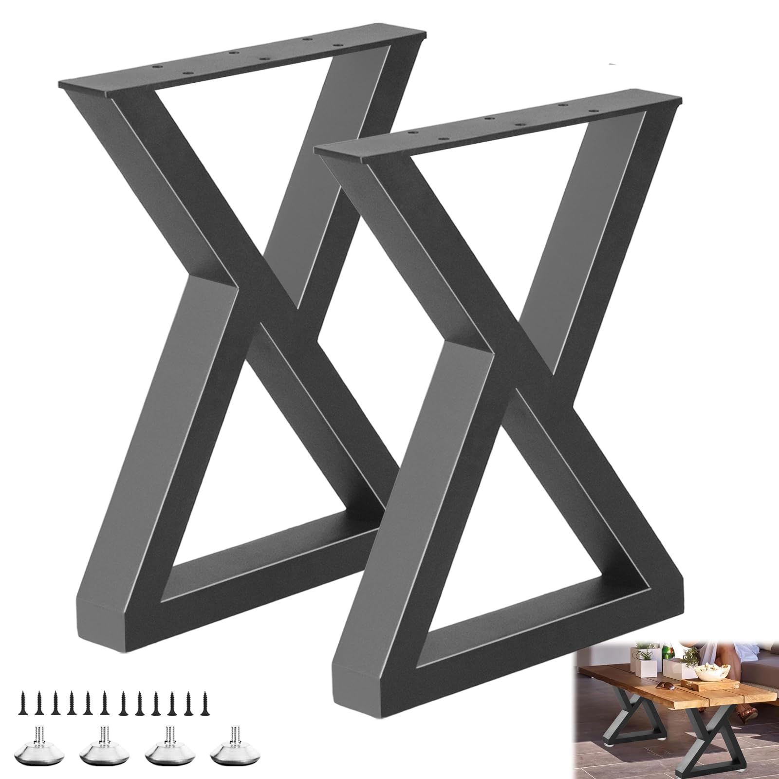 Photo 1 of Rioychan 16 '' Metal Bench Coffee Table Legs, Heavy Duty Replacement Furniture Legs for DIY Modern Desks, Night Stands, Bench, Sofa, Dining Tables Set of 2(Bear Up to 800lb)