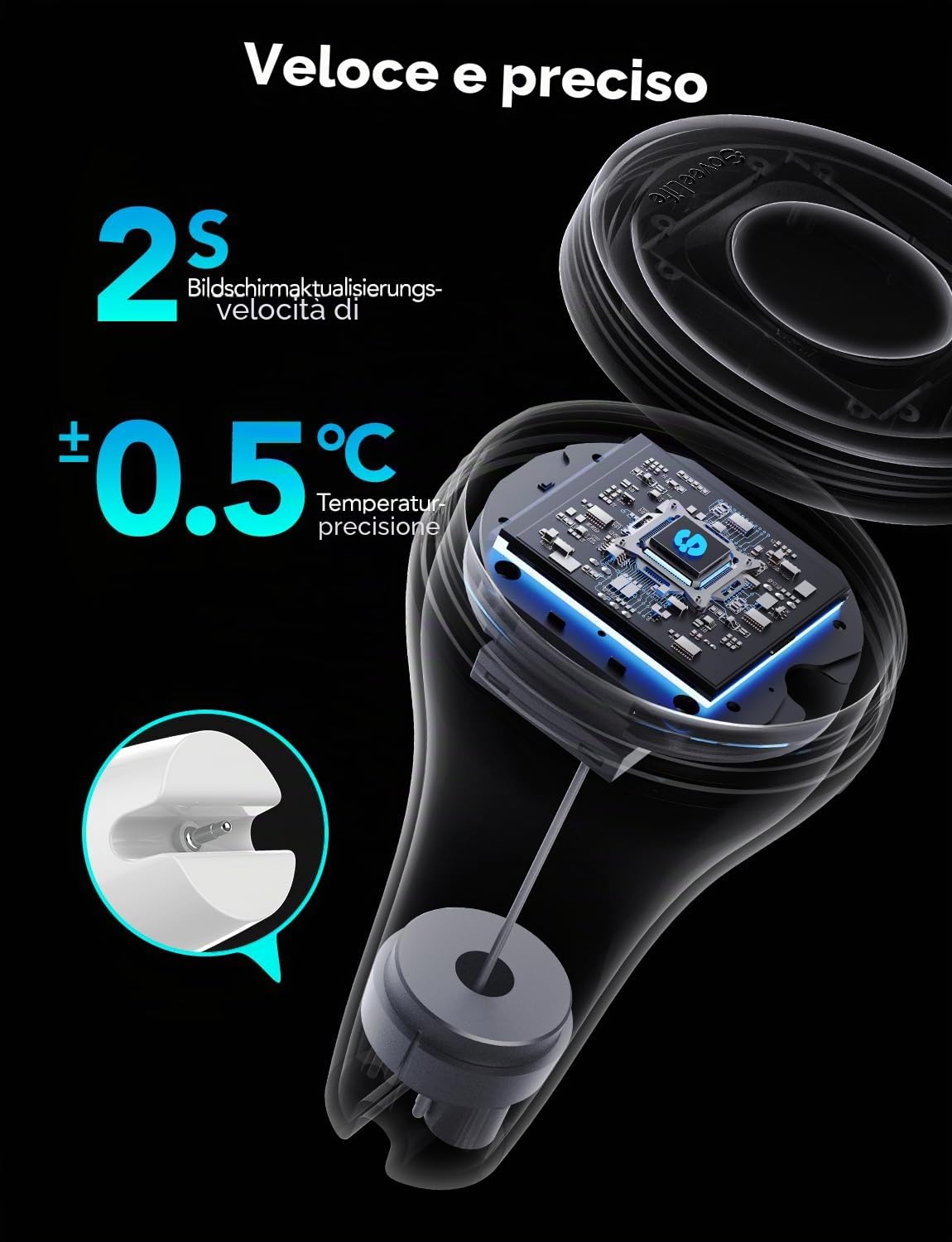 GoveeLife WiFi Termometro Digitale Radio per Piscina P1 | con impermeabilità IPX7,Controllo App, allarme di notifica per vasca da bagno, acquario, vasca idromassaggio e spa