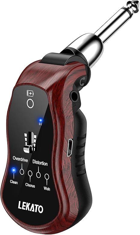 LEKATO Guitar Headphone Amp,Micro Electric Guitar Headphone Amp for Electric Guitar&Bass Rechargeable Bass Headphone Amplifier for Practice with 5 Effects(Clean Chorus Overdrive Distortion and Wah)