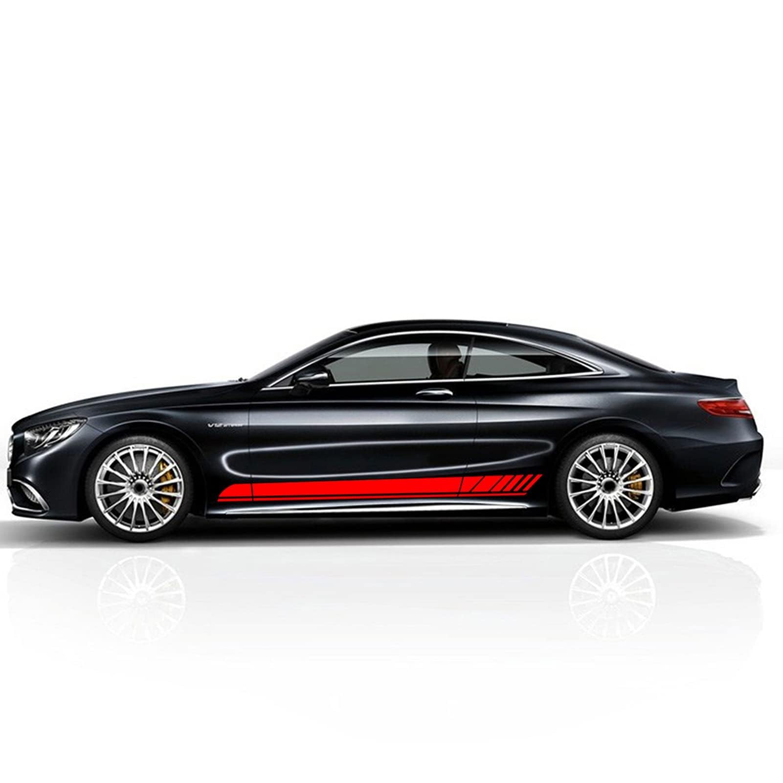 UNCLE LIAO Car Side Skirt For Mercedes Benz S Class W222 S63 S65 Auto Car Door Sticker Side Step Skirt.,Red