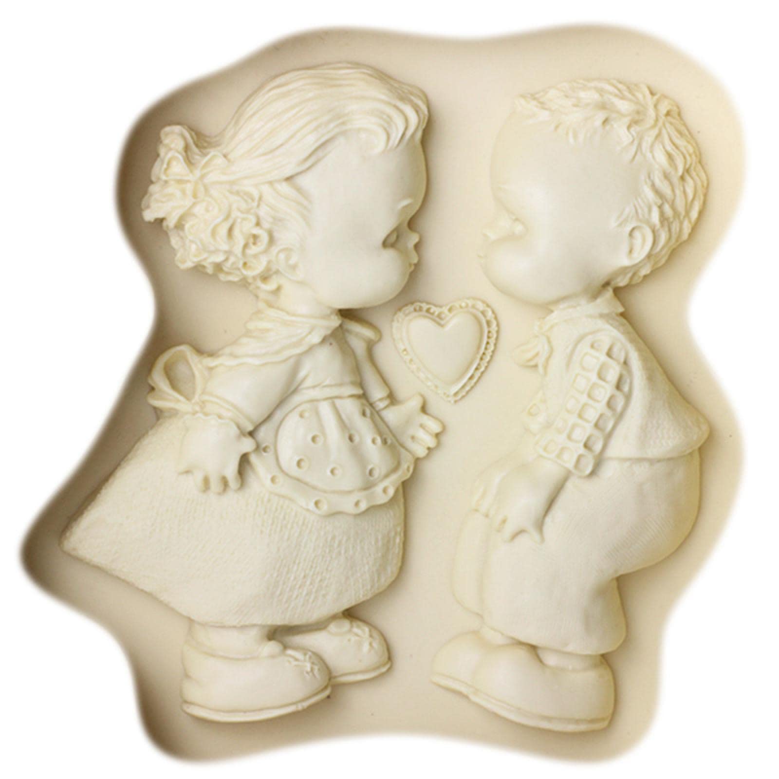 Moldes de jabón, 12,2 x 12 cm, molde de silicona de dibujos animados para niño y niña, molde de arcilla de resina, molde de arcilla para boda, fondant, herramientas de decoración de pasteles, moldes