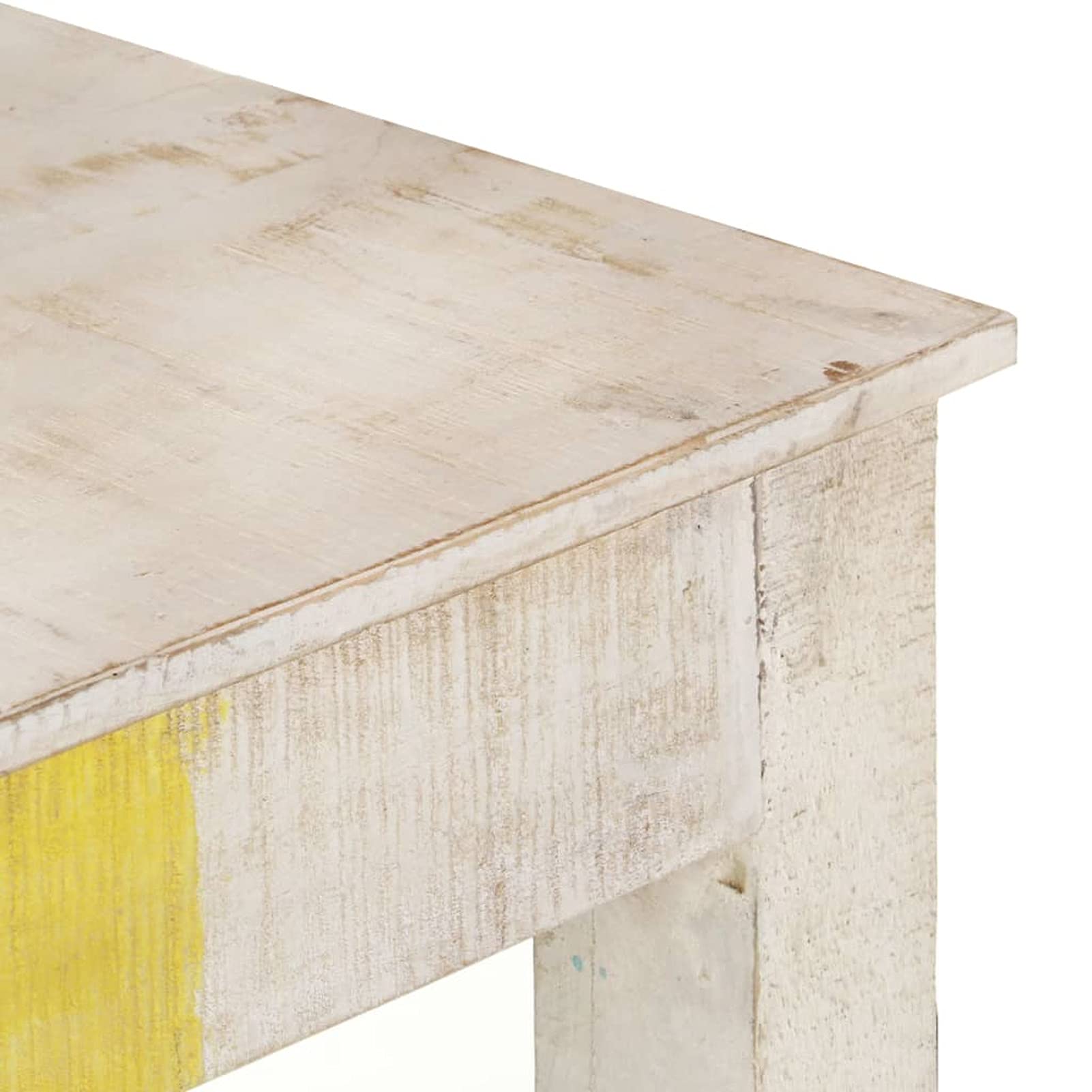 Homgoday Tavolo Consolle Bianco 115x35x77 cm in Legno di Mango Grezzo, Tavolino da Salotto, Tavolinetto da Soggiorno, Tavolo per Ufficio Camera da Letto Giardino