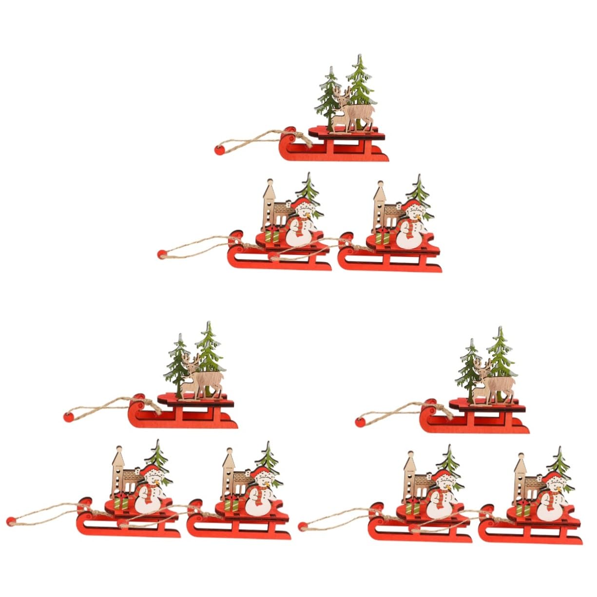 Cabilock 3 Set Slitta Natalizia in Legno Figurine Scena Ornamenti Natalizi Decorazioni Di Halloween Appeso All'albero Di Natale Uomo Fiocco Di Neve Arredamento Autunno Bosso 3 Pezzi*3