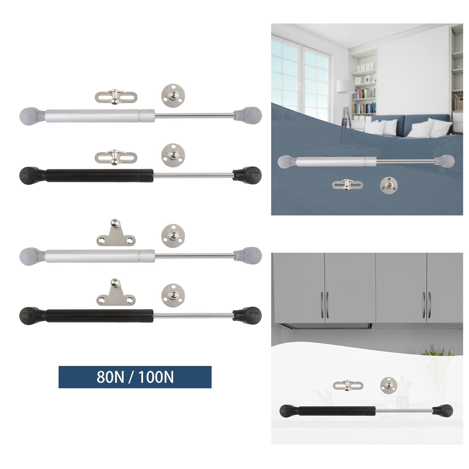 ATORSE® Gas Spring Lift Support Struts Universal for Toy Box Wardrobe Cabinet Door Wood Argent 80N 1