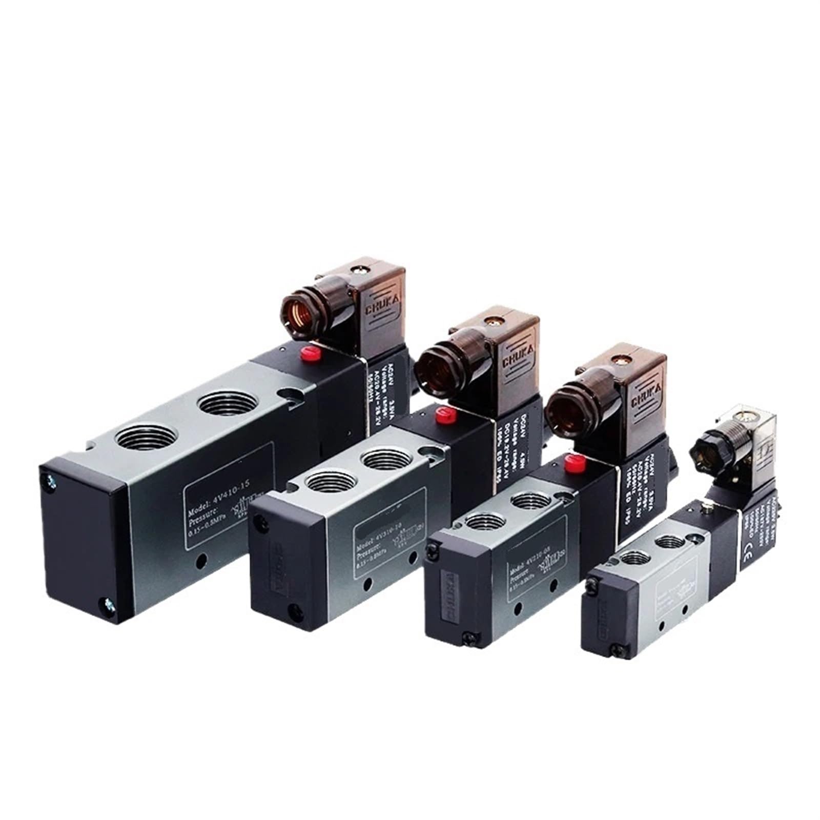 Elektrozawór elektromagnetyczny pneumatyczny 4V110 4V210 4V310 4V410, 5-drożny, 2 pozycje, kontrola powietrza i gazu magnetycznego 4V210-08, 12 V, 24 V 220 V (4V410-15 DC12V, z dopasowaniem