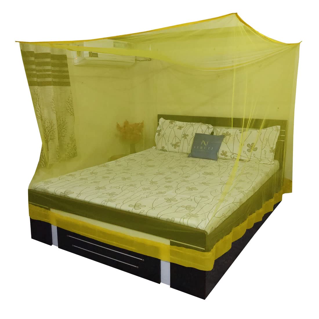 Neruti Enterprise Square Hanging Mosquito Net for Bed King Size with Border (Yellow, 8x8 ft) (B08QZCYS36) Amazon Price History, Amazon Price Tracker