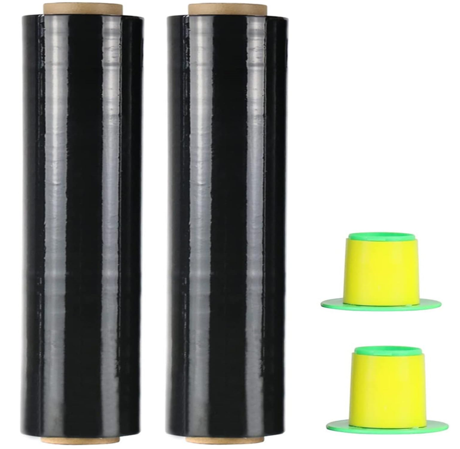 CHUANGSEED Stretchfolie Palettenfolie Schwarz 2 Rollen 400mm x 250m Handfolie mit Drehbarer Hülse