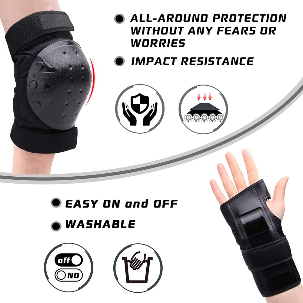 LoudSung Équipement de protection Genouillères, Coudières, Protège-poignets pour enfants, adolescents et adultes, Cyclisme, Skateboard Inline Skate Scooter