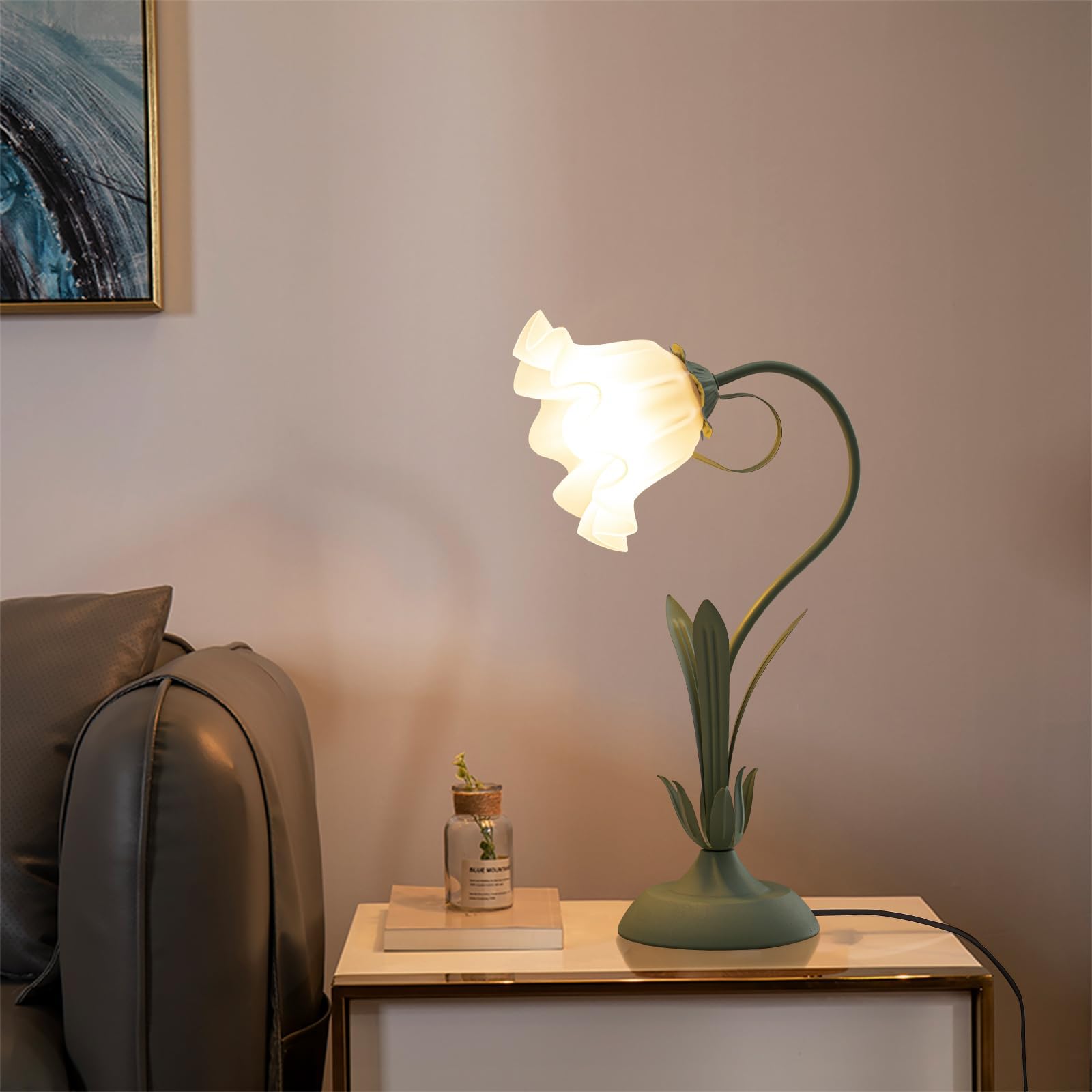 Verde Lampada Da Scrivania,Dimmerabile Lampada Da Comodino A Collo Di Cigno,Lampada Da Tavolo Mughetto Paralume In Acrilico Lampada Da Lettura Per Bambini Studio Dormitorio Camera Letto