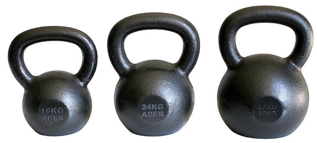 Ader Premier Kettlebell Set- (16, 24, 32kg) w/Free DVD