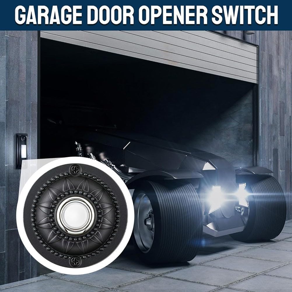 Wired Doorbell Push Button Replacement - Round Iron Lighted Doorbell Switch for Home Front Door, DC12-24V, 2" Black