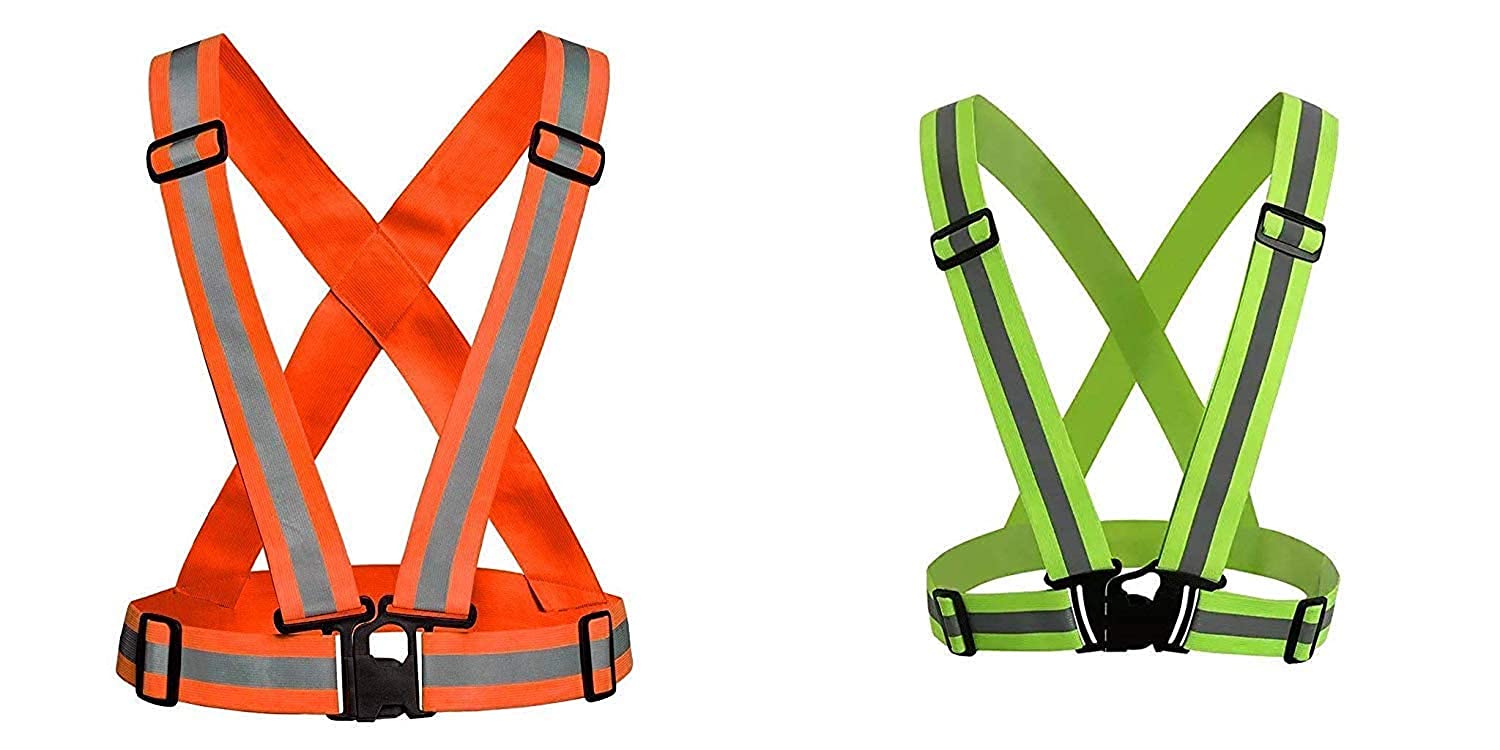 SANDOOK Reflective Cross Belt, Reflective Safety Jacket Vest (Combo of 2)