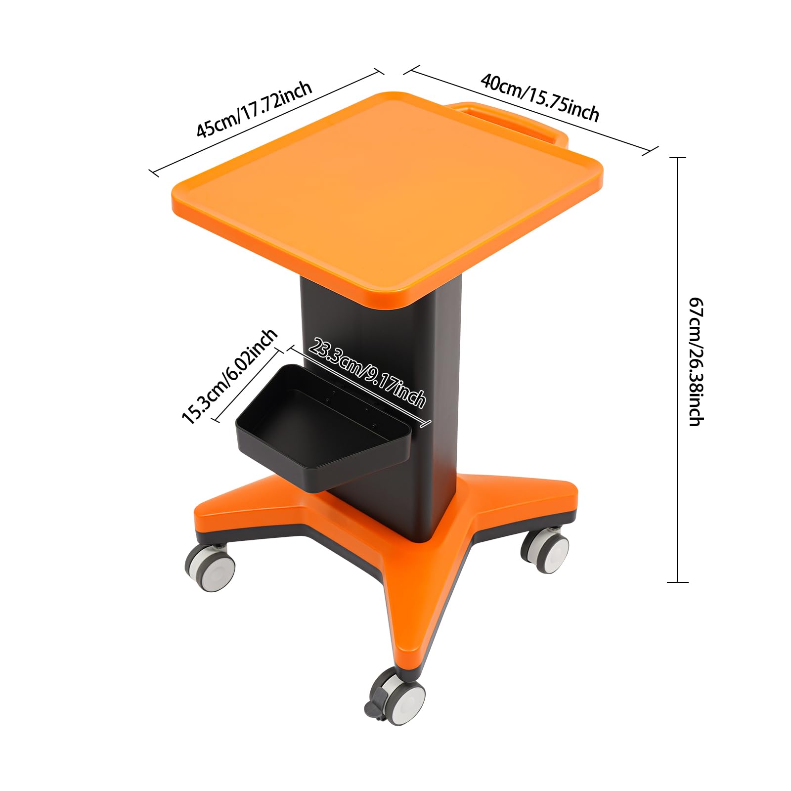 Carrello da parrucchiere, carrello per cosmetici, carrello di bellezza, carrello da servizio, carrello da lavoro, carrello da 60 kg, per ufficio, lavoro, spa, parrucchiere con asta laterale