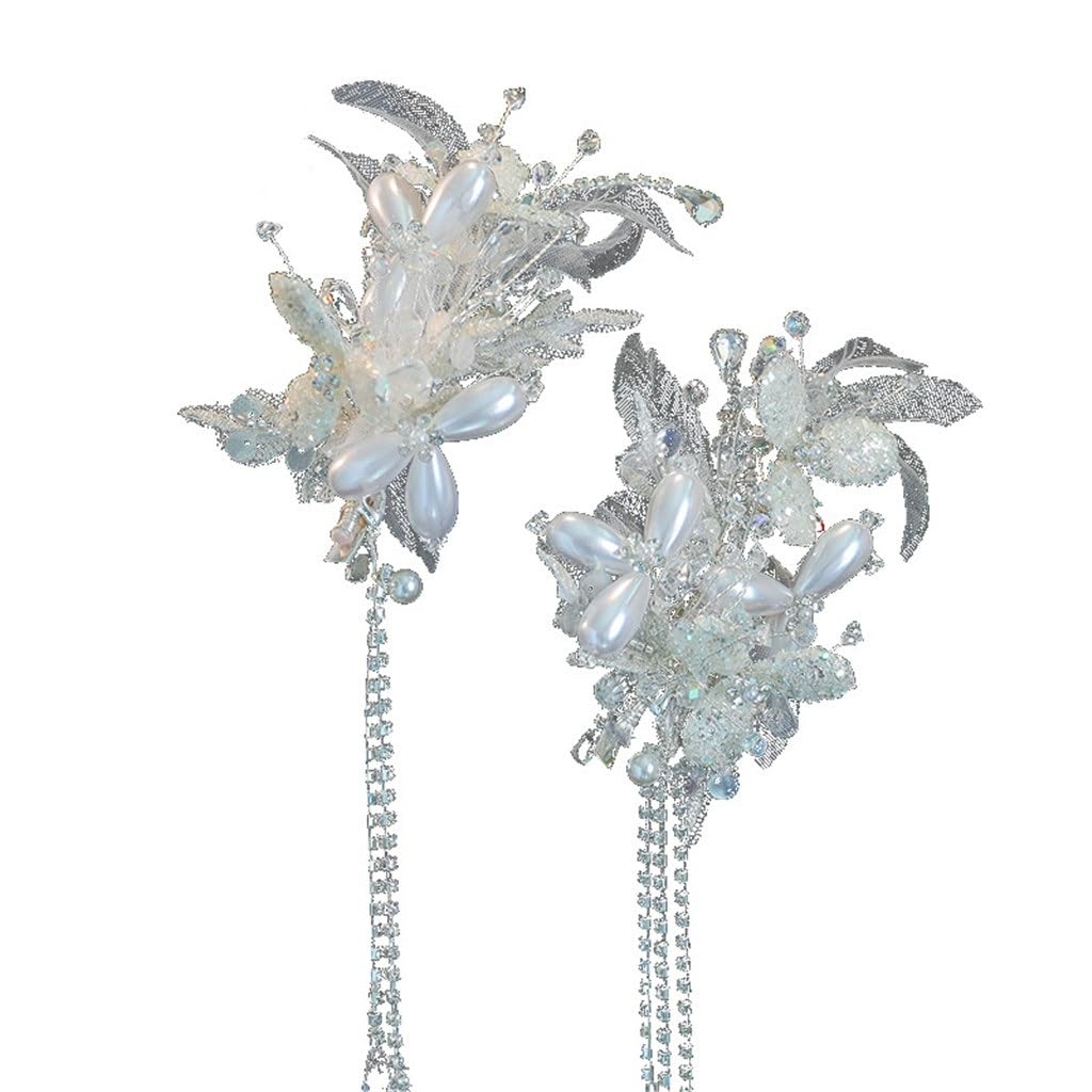 Tocado de novia con flecos de perlas de cristal y clip elegante para peinado nupcial radiante