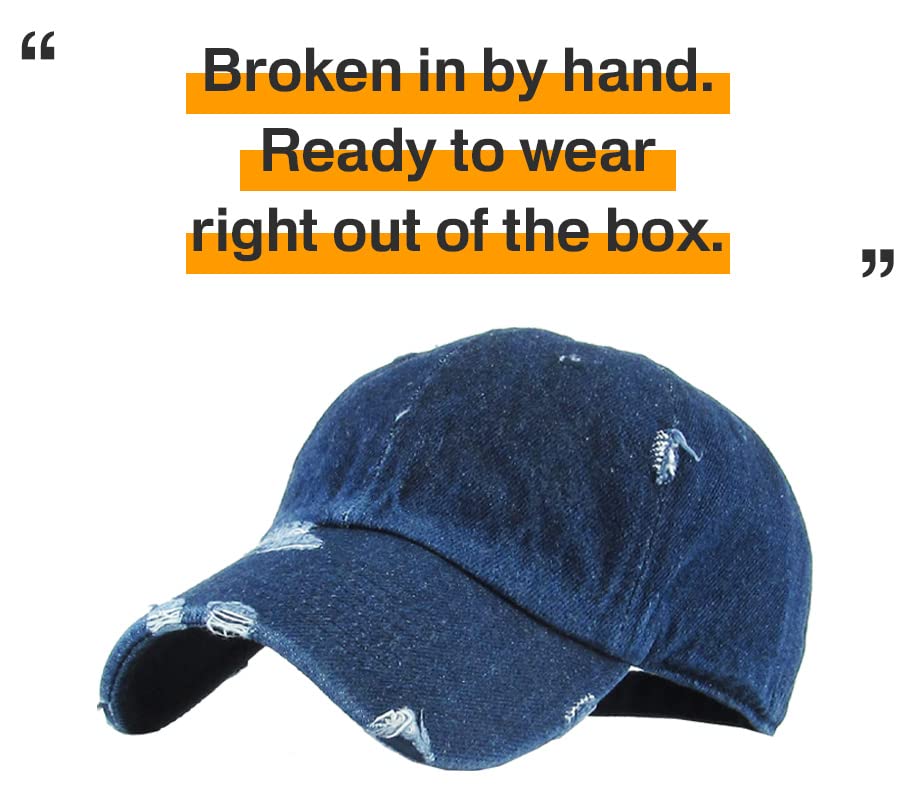 Image of KBETHOS Vintage Washed Distressed Cotton Dad Hat Baseball Cap Adjustable Polo Trucker Unisex Style Headwear