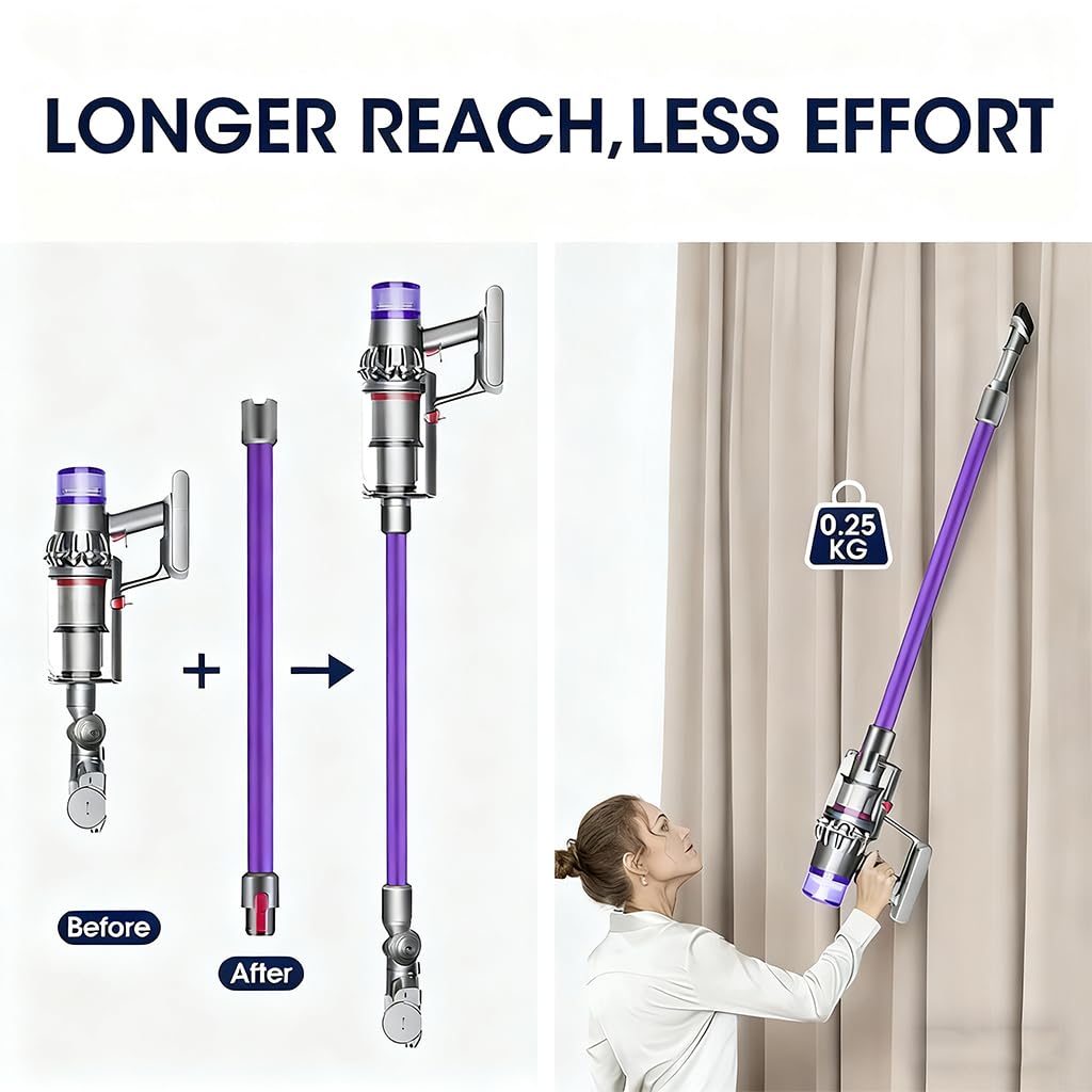 Tube d'extension pour aspirateurs Dyson V7 V8 V10 V11 V15, 73CM (violet)