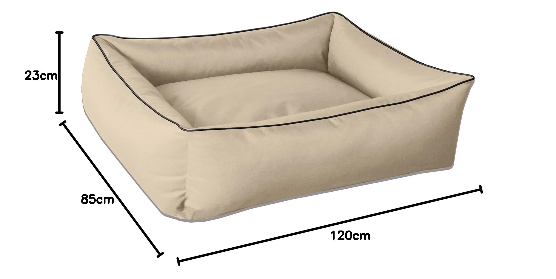 BedDog(R) legowisko dla psa MAX, kojec wykonany z Cordury, zmywalne legowisko z krawedzia, kanapa dla psa w ksztalcie czworokata, do wewnatrz, XXL, NAMIB-SAND, bezowy