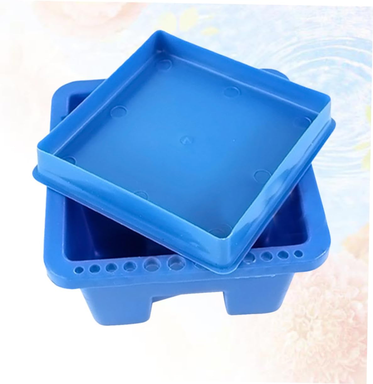 Lurrose 2pcs Blue Plastic Brush Washer Bucket Slots Multi-functional Square Paint Brush Cleaner for Students and Artists for Watercolor and Oil Painting Supplies