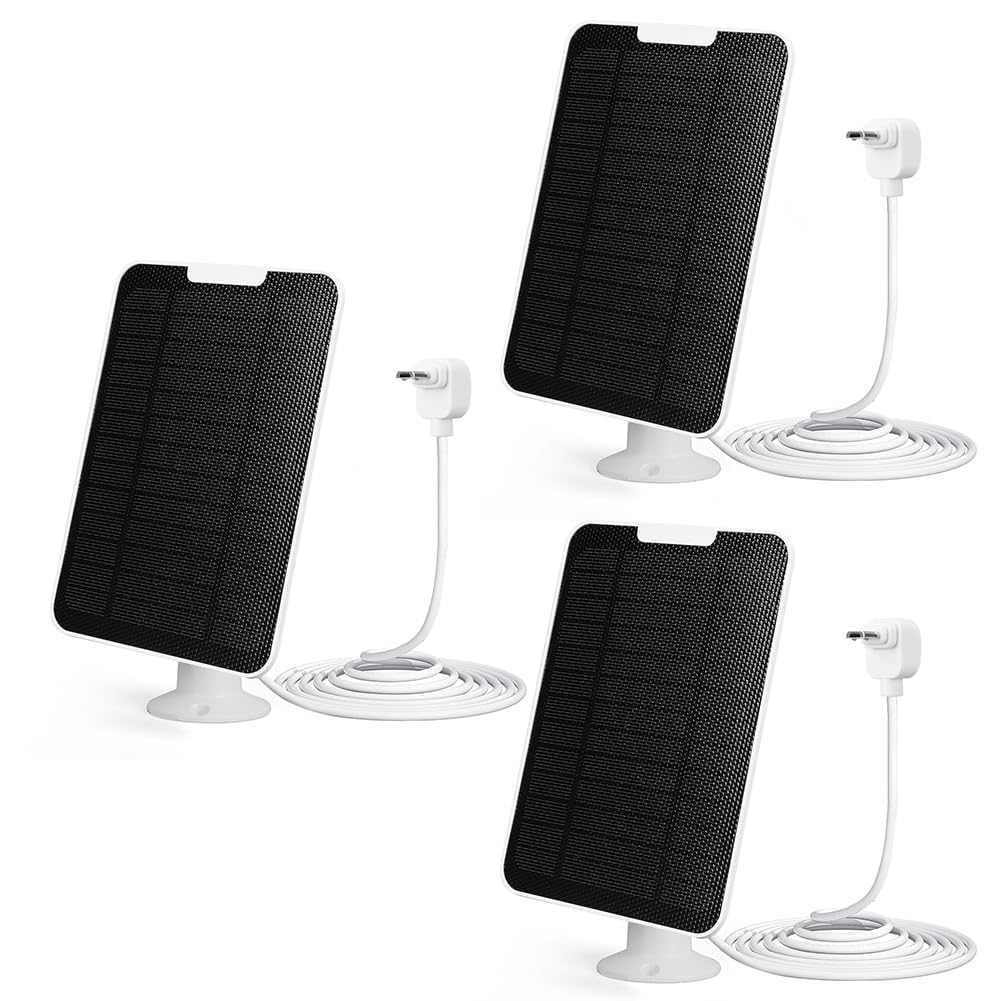 Solar panels,solar chargers, 5W Solar Charging Panels IP65 Weatherproof Solar Cell Panel 360° Adjustable Wall Mount W/ 9.8ft Micro USB Charging Cable for Arlo Essential Spotlight/XL Spotlight Camera(3