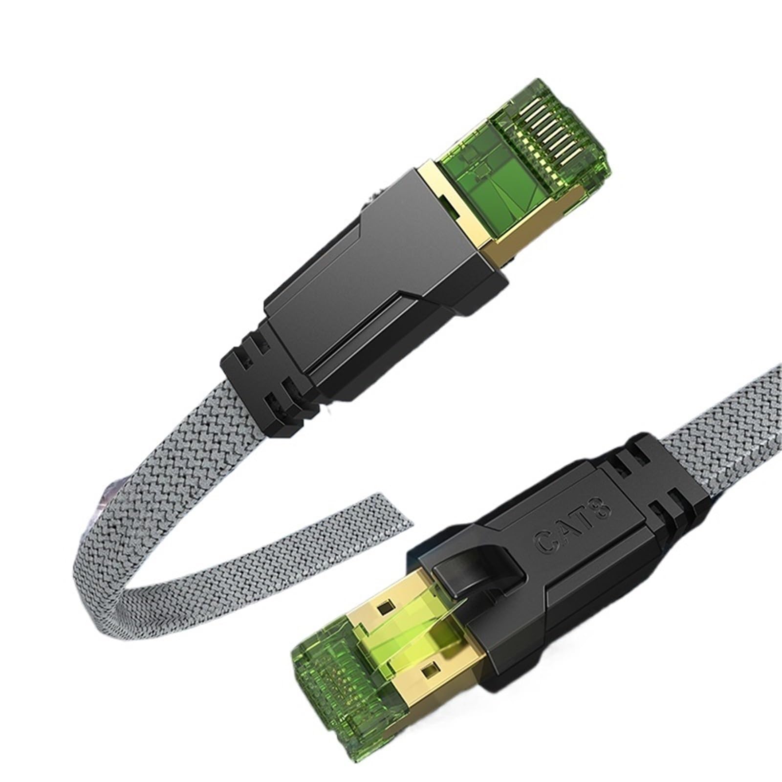 Kabel Ethernet CAT8 40 Gbps, nylonowy pleciony kabel sieciowy do komputera, modemu, laptopa, routera PS 5, płaski kabel Ethernet Cat 8 RJ45(CAT8D-40G, 10M)