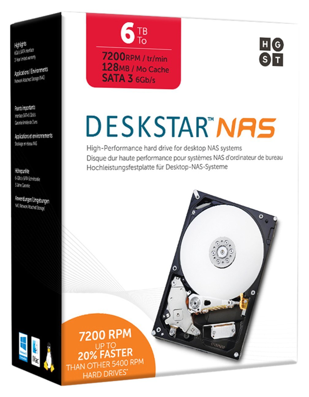 Amazon | HGST Deskstar NAS 6TB パッケージ版 3.5インチ 7,200rpm