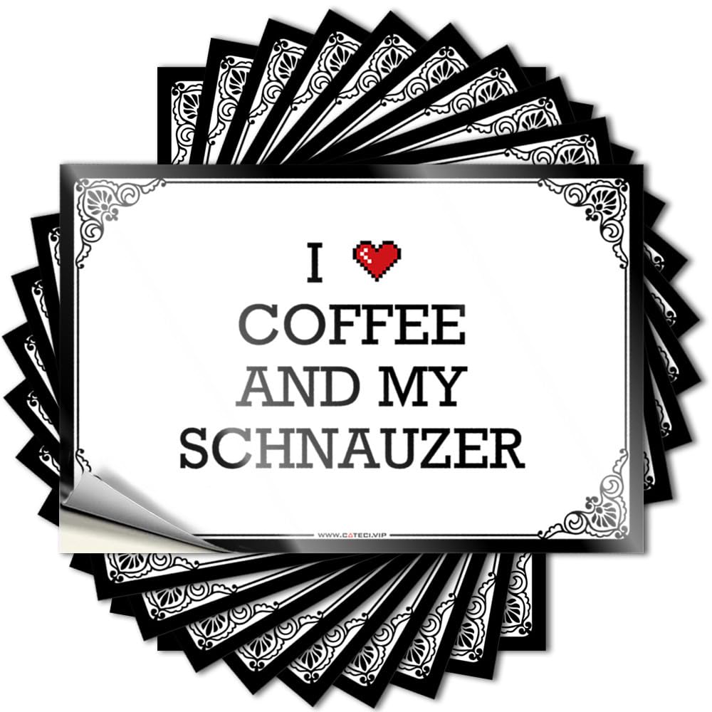 Fzfn Colour Sticker Fall Vinyl Sticker | I Love Coffee & My Schnauzer Funky For Football Use(6X9cm)