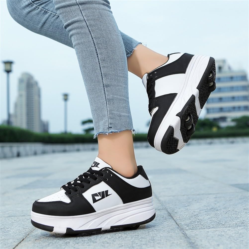 Schuhe mit Rollen für Kinder – 2-in-1 Rollschuhe und Turnschuhe für Jungen & Mädchen, verstellbare Skateboardschuhe
