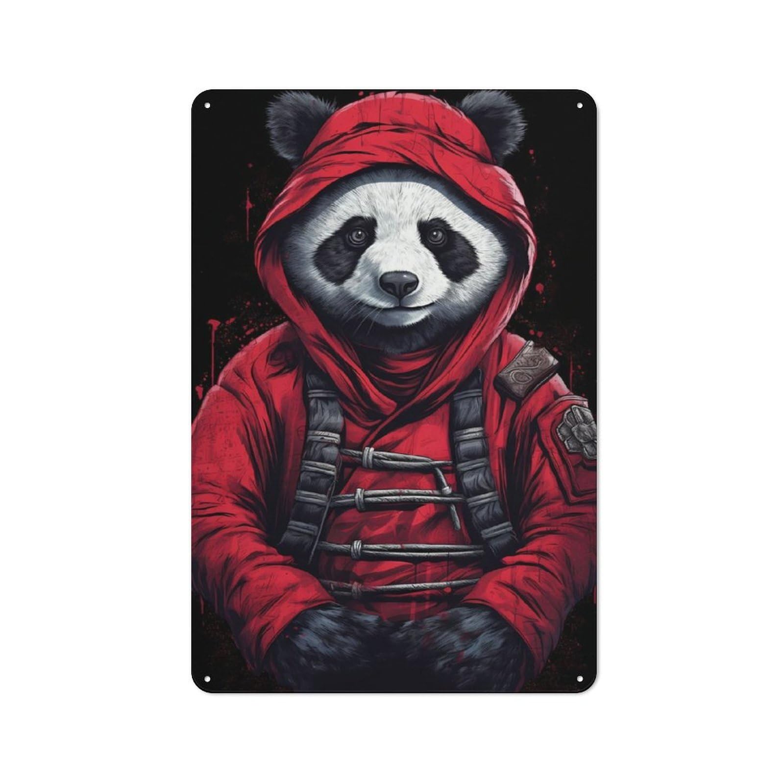 Junmoney Panda Ninja For Hobby Room Or Studio, Retro Metal Sign 30X20cm, A Decorative Gift For A Newly Furnished Hobby Room And Studio