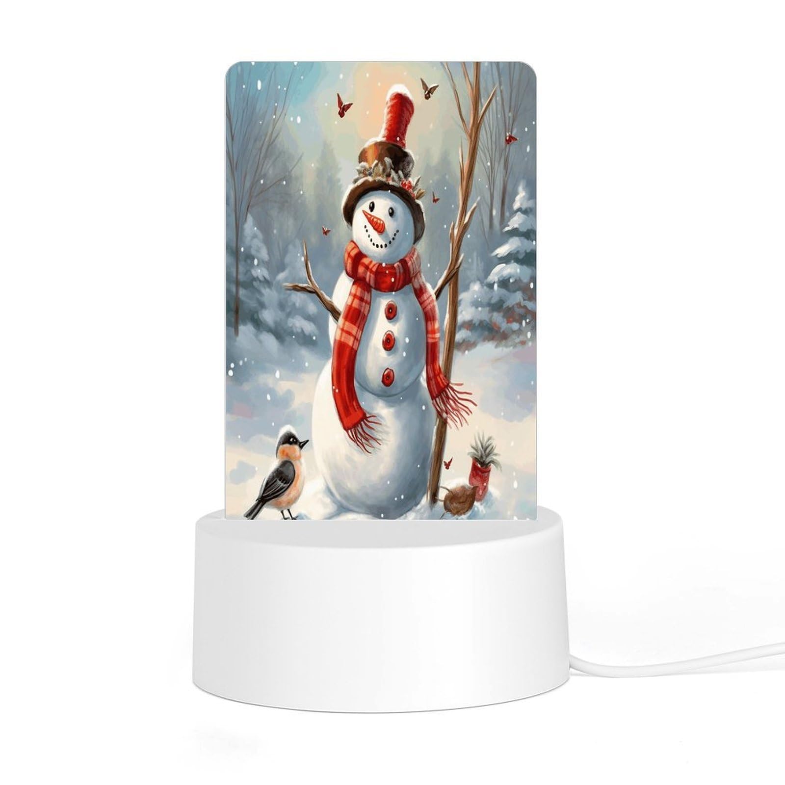 Adfgyerh Style Snowman Christmas Night Light Acrylic Material Easy Installation, Home Decor Usb Interface Power Supply, Lamp For Restaurant Bar Cafe Room Decor