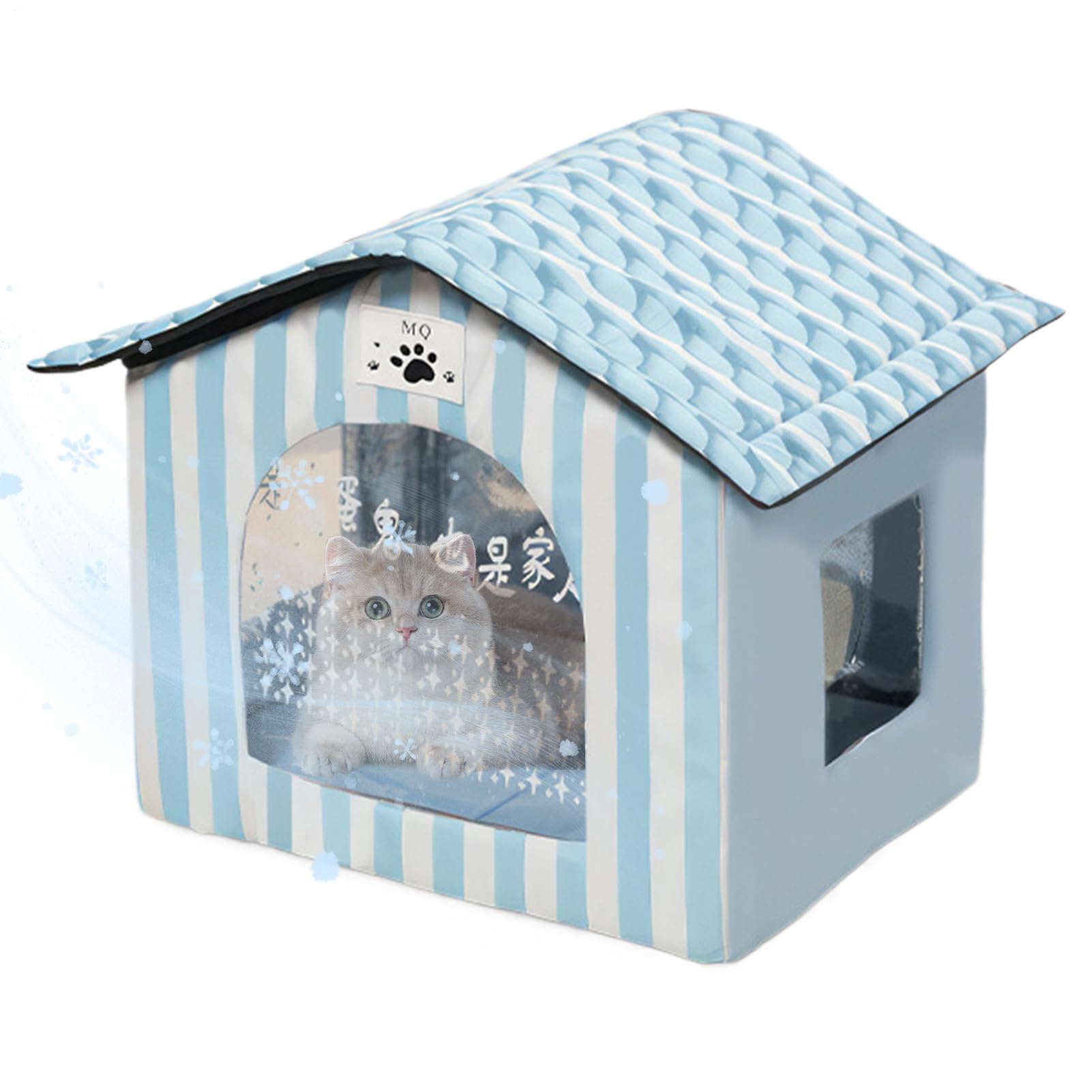 Casita Refrescante para Gatos Exterior Caseta Aislada para Exterior con | Refugio Mascotas Verano Para Patio Terraza Balcón Jardín Salón Exterior
