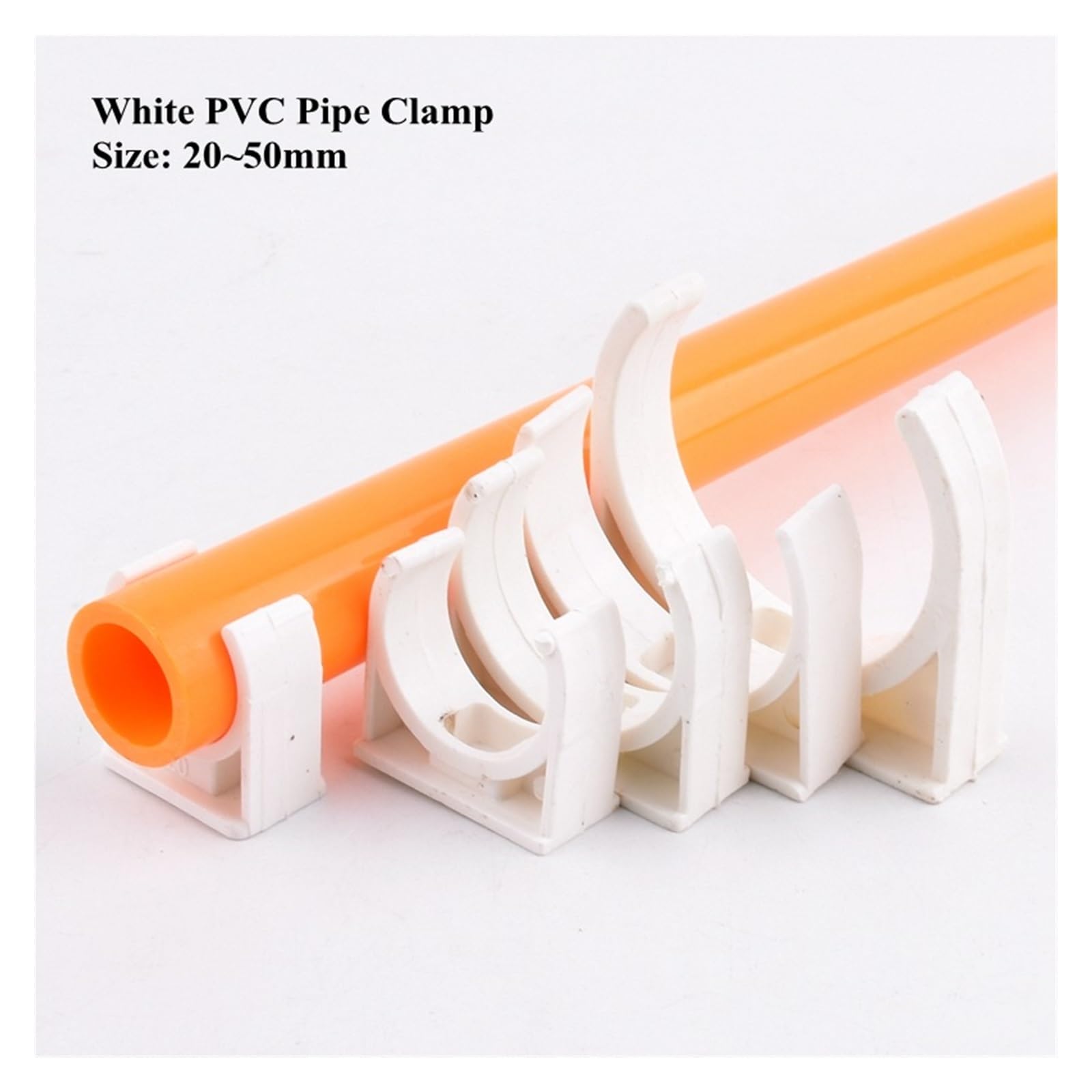 2~50 Stück 20~50 mm weiße PVC-Rohrschelle, Wasserversorgung, Gartenbewässerung, Rohrschelle(Size 50mm,50 Pieces)