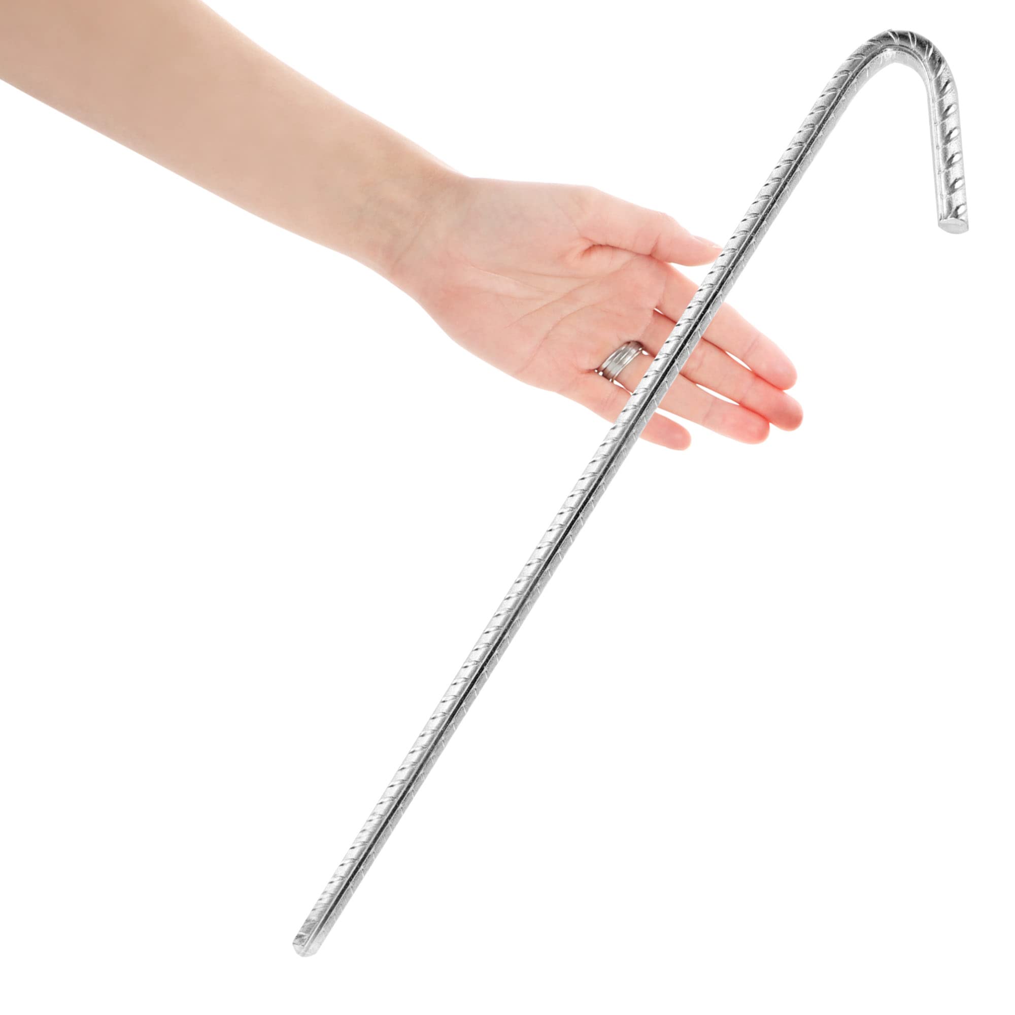 COM-FOUR® 16x kotwy gruntowe XL wykonane z litej stali, ksztalt J 42 cm | Ø 1 cm - ocynkowane kotwy gruntowe do namiotów - pawilonów - dmuchanych zamków - trampolin - stabilne i odporne na rdze