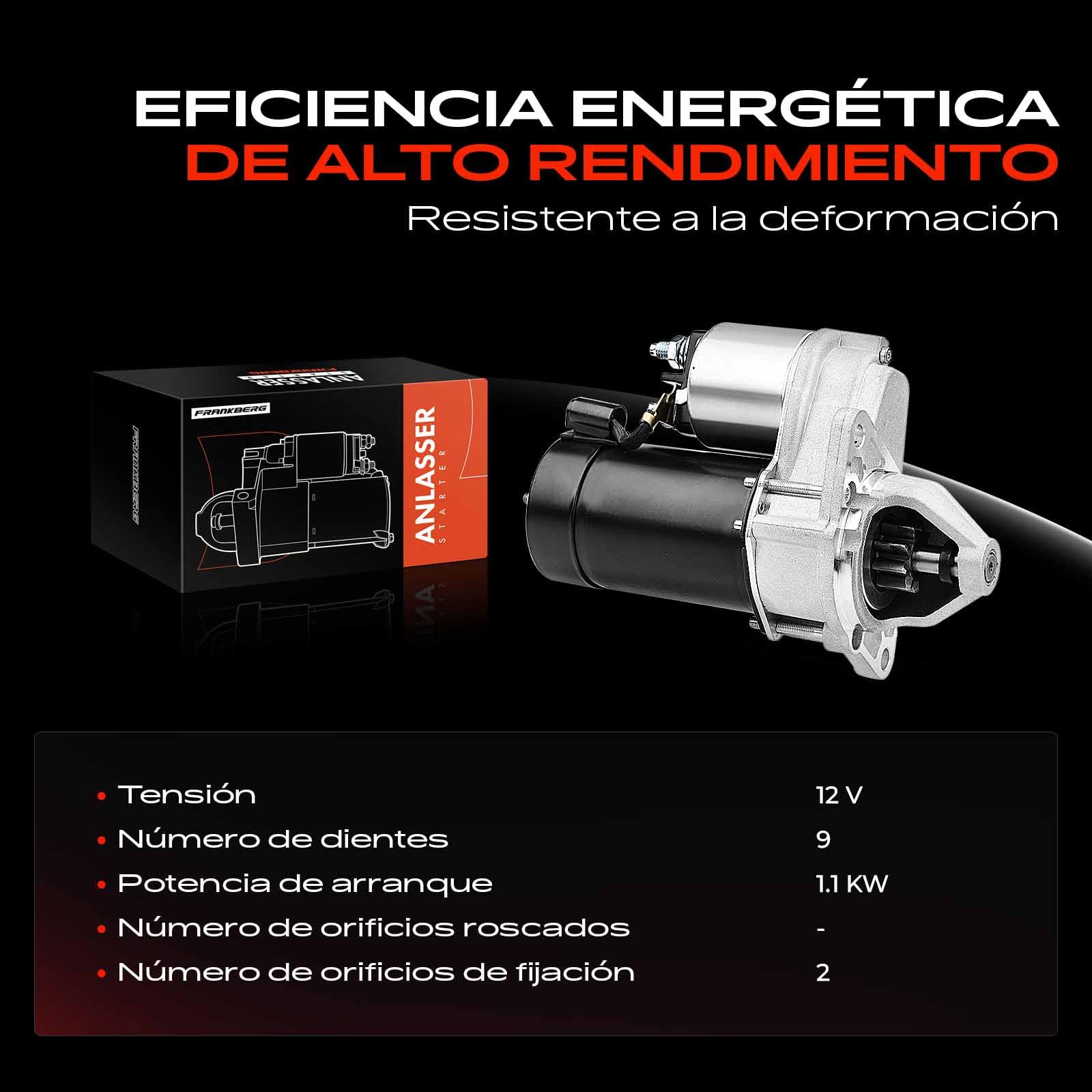 Frankberg Motor de arranque 1 1 kW 12 V 9 dientes 5426014 5433495 | Compatible con: Dyane, 2 CV, Acadiano, Mehari, Ami Break, Americano