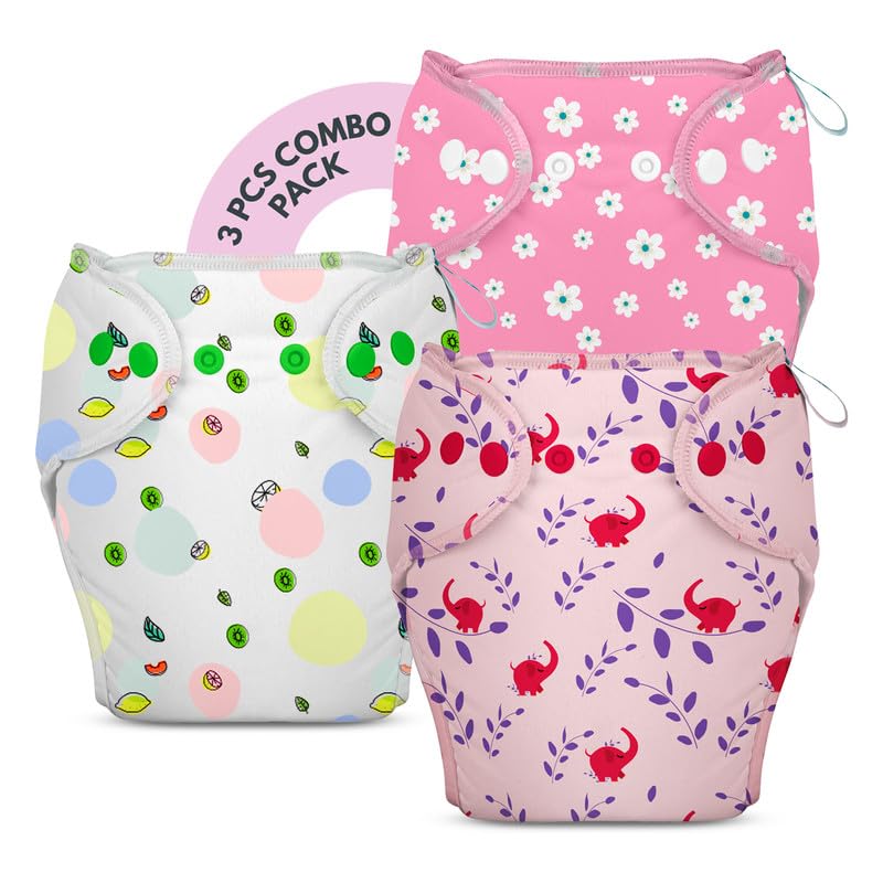 Bumberry New & Improved Smart Nappy For New Born Baby - Combo Of 3 (SM |4-9 months) | Holds Upto 3 Pees With Extra Absorbtion & 100% Leak Protection All in One Cloth Diaper For Just Borns - Kit 1-image-25