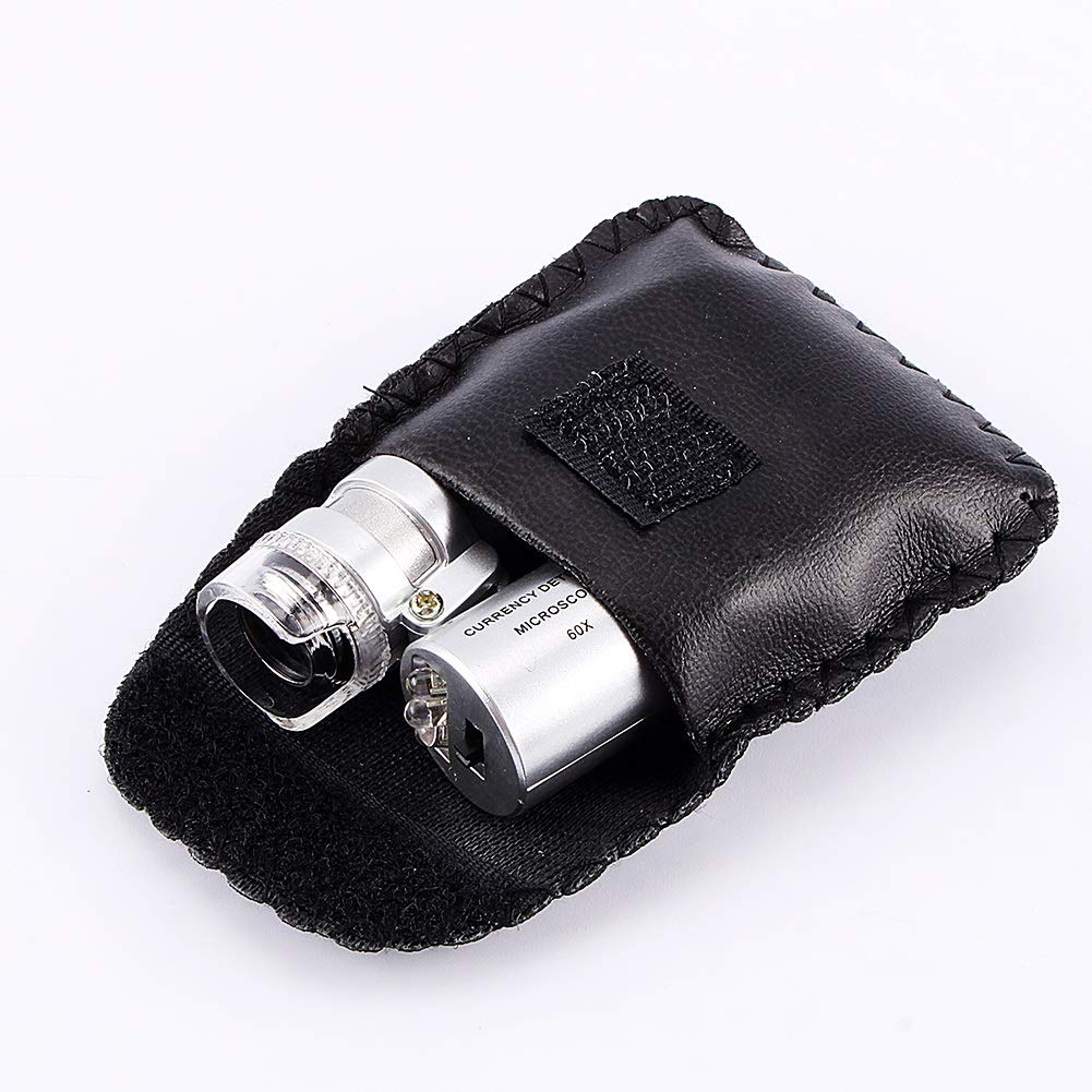 Samfox Microscope Pocket - Mini 60X Pocket Microscope, Jewelry Magnifier Loupe Glass LED UV Light, Gold - Image 4