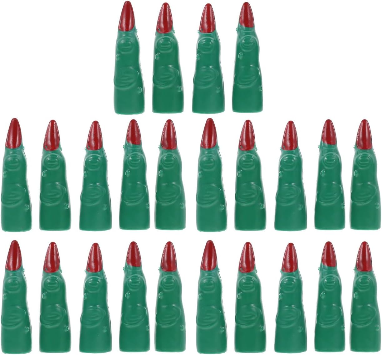 Abaodam 24Pcs Halloween Witch Finger Green Plastic Fake Fingers Nail Decoration Accessory for Cosplay Costume Drama Dance Show