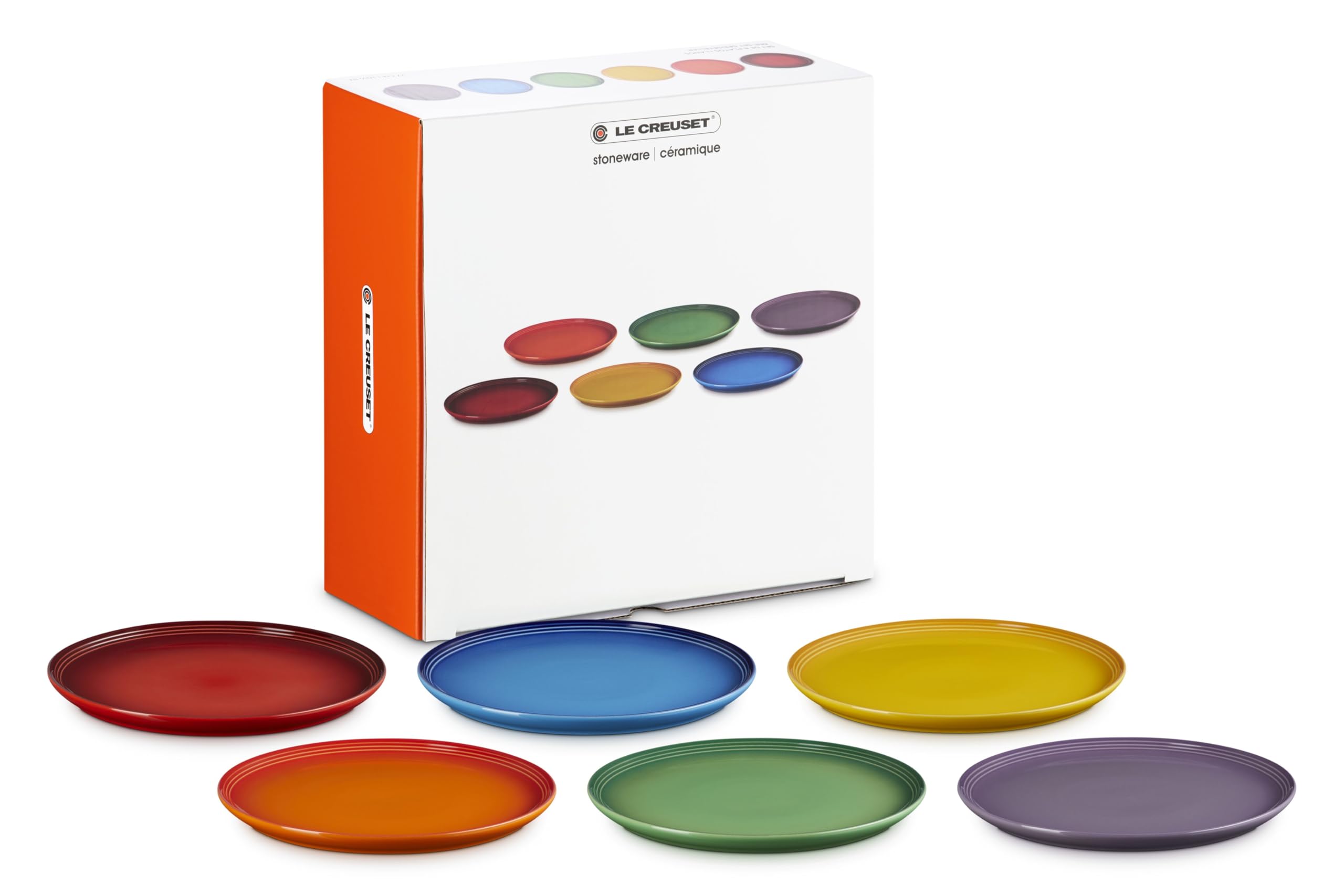 LE CREUSET Set di 6 piatti piani in gres Rainbow